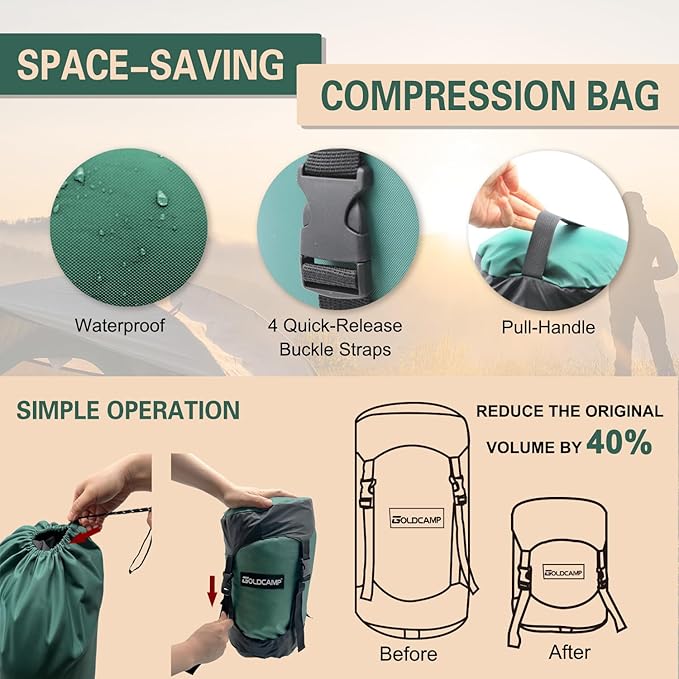 GOLDCAMP Compression Sack, Waterproof & Ultralight Sleeping Bag Stuff Sack - Image 5