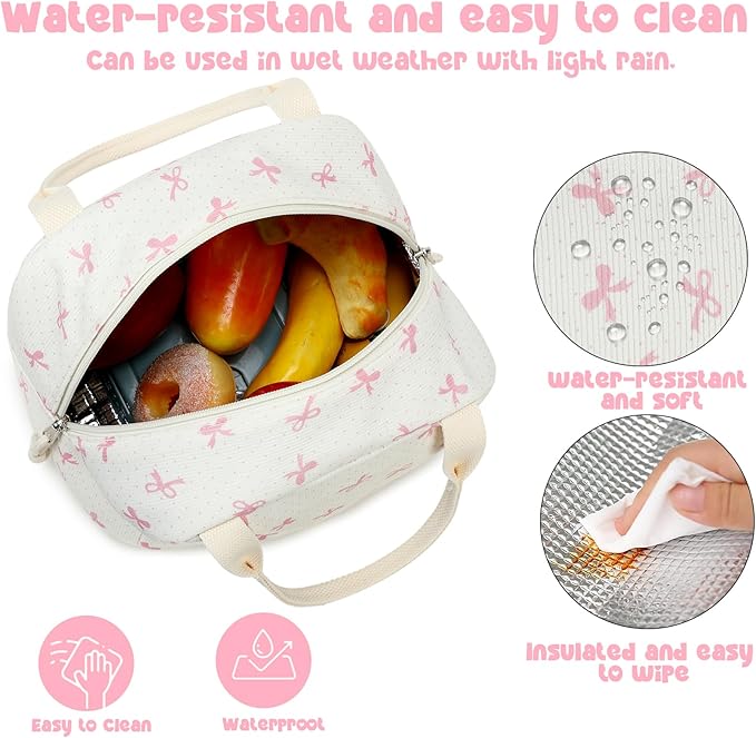 Bluboon Lunch Bag for Women Men Cute Corduroy Lunch Tote Bags Reusable - Image 6