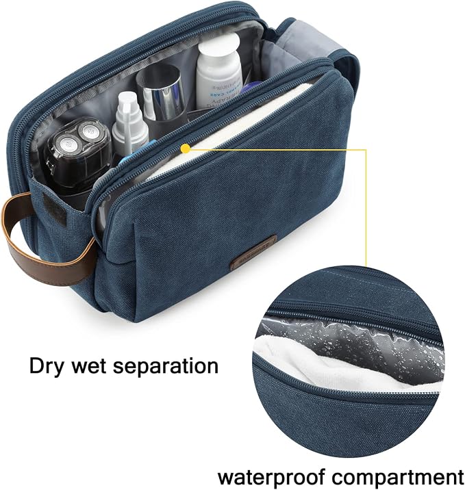 BAGSMART Toiletry Bag for Men, Canvas Travel Toiletry Organizer Dopp Kit - Image 3
