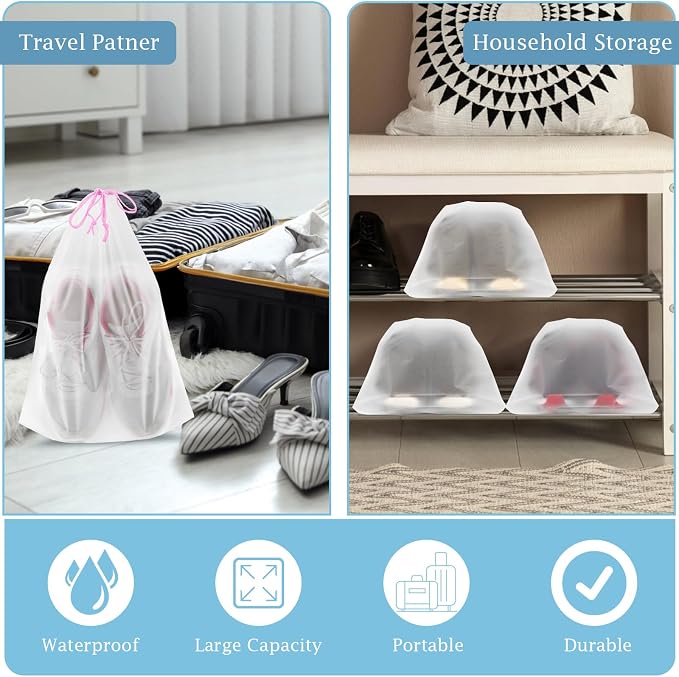 18 Pack Shoe Bags for Travel, 15.7" x 11.8" Clear Travel Shoe Bags for Packing - Image 7