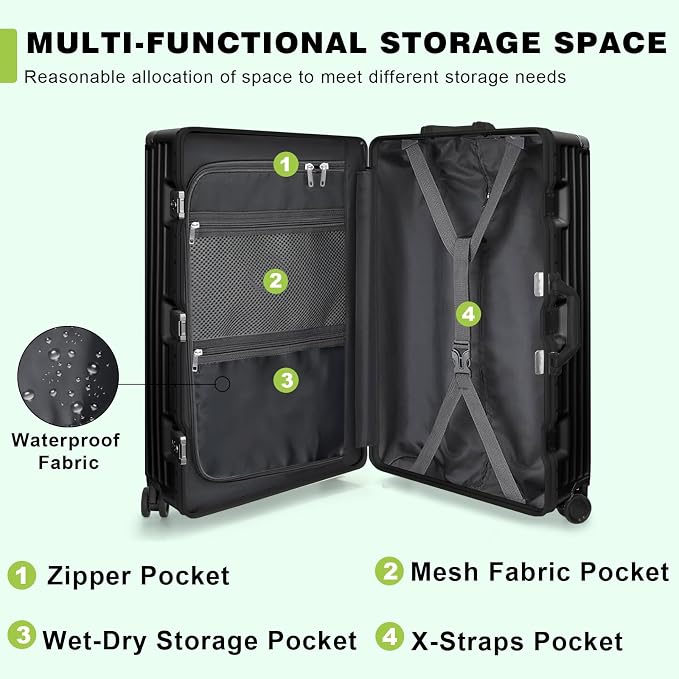 AnyZip Luggage PC+ABS Aluminum Frame Zipperless Checked Luggage Hard Shell - Image 3