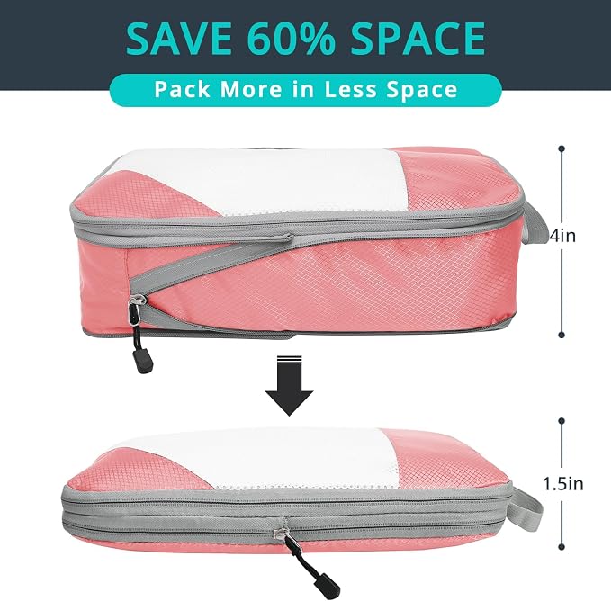 Compression Packing Cubes 6 Set, Compressible Space-Saving Packing Cubes - Image 2