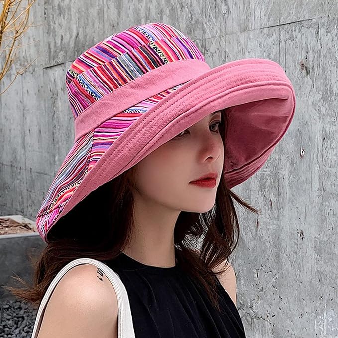 Women Wide Brim Sun Hats Metal Wired Edge Summer UV Protection Beach Fishing Hat - Image 4