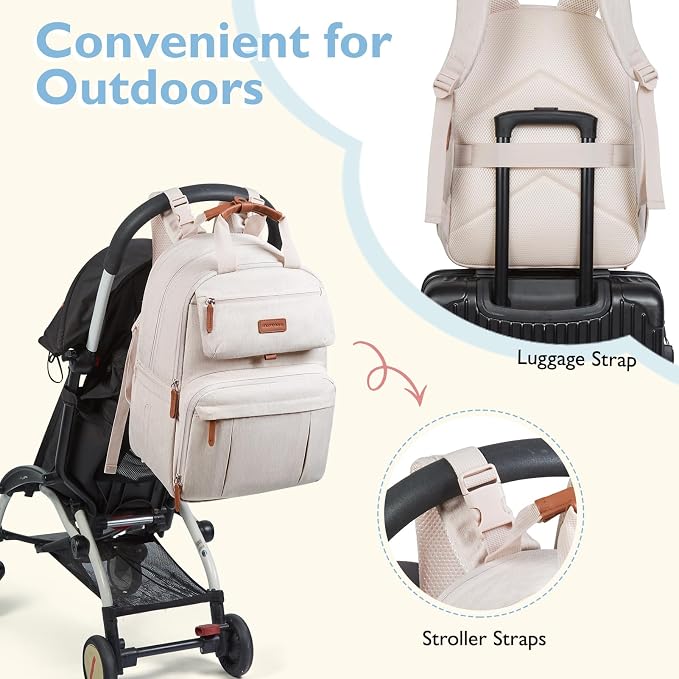 mommore Diaper Bag Backpack, Large Diaper Bag Expandable - Image 7