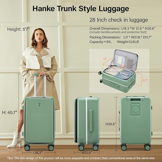 Hanke 28 Inch Luggage with Cup Holder and Charge, Top Opening Hard Shell - Image 2