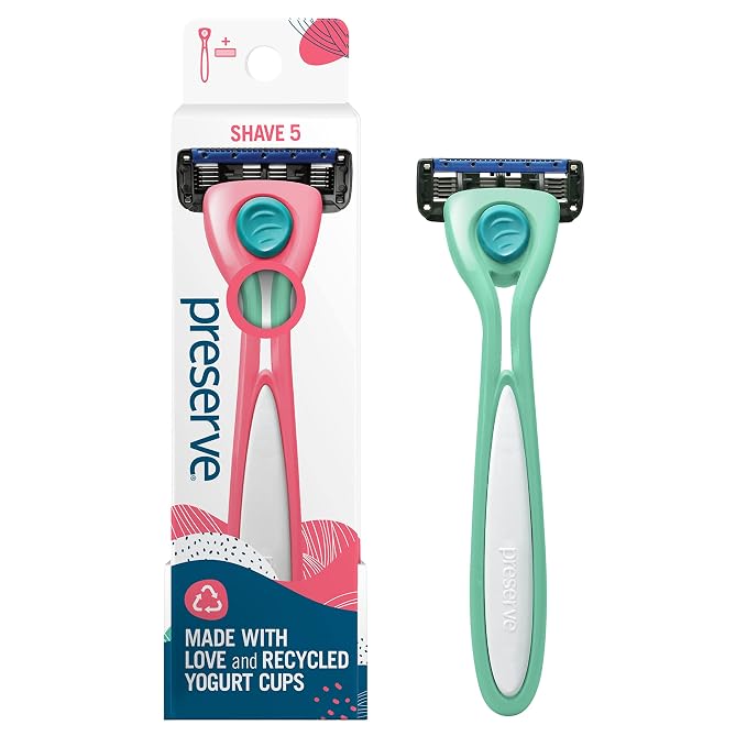 Preserve Shave 5 Five Blade Refillable Razor, Made from Recycled Materials by Preserve