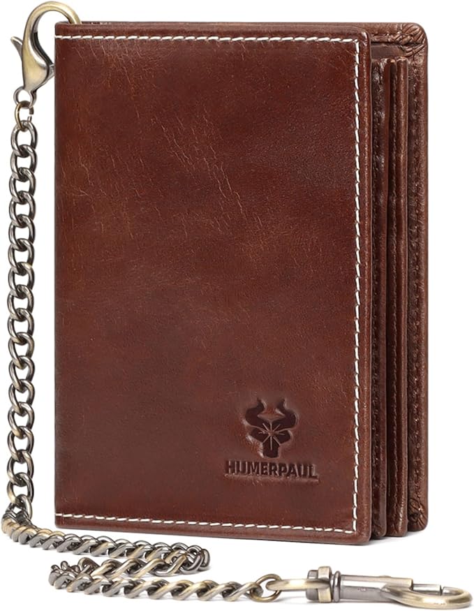 Holder for AirTag Men's Wallet Genuine Leather Purse RFID Blocking Bifold by NIAIULEATHER