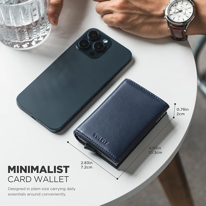 VULKIT Pop up Card Wallet Minimalist Cash Wallets RFID Blocking Leather Smart - Image 7