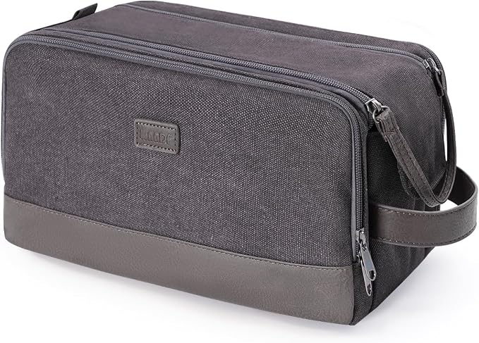 WANDF Toiletry Bag for Men Travel Toiletry Organizer Canvas and Leather Dopp by WANDF