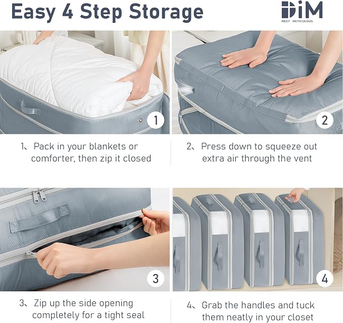 DIMJ Comforter Storage Bag - 100L Large Capacity Blanket Storage Compression - Image 5
