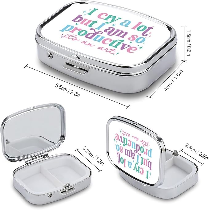 Metal 2 Compartment Pill Organizer Travel Friendly Portable Compact Pill Box - Image 2