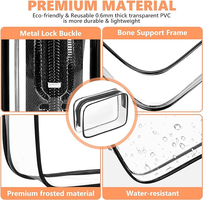 AURUZA 4 Pack Clear Toiletry Bag, Portable Travel Makeup Pouch - Image 4