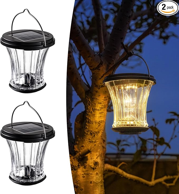 Glass Solar Lantern Outdoor, Waterproof Hanging Solar Lights by OPOIRA