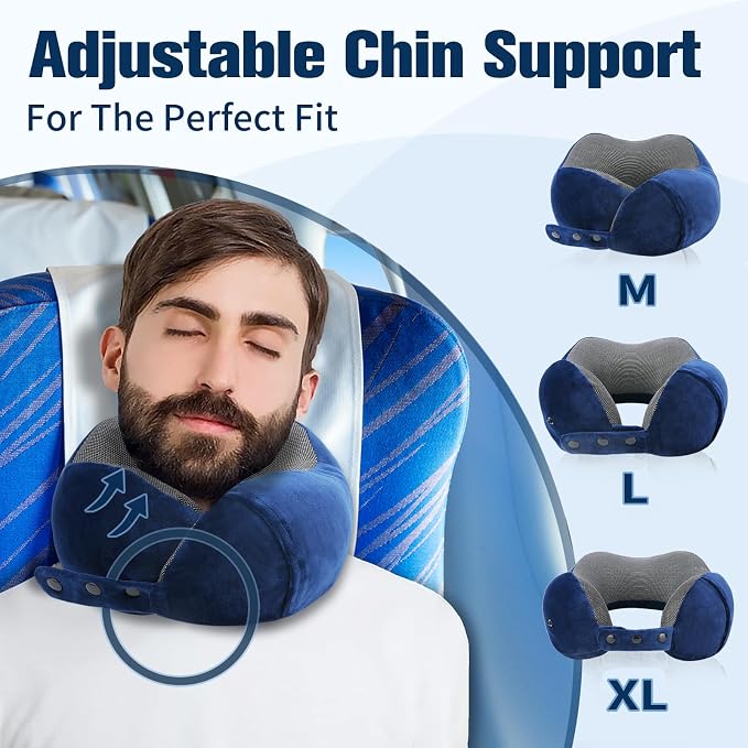 Neck Pillow for Traveling, Travel Pillows for Airplanes, 100% Pure Memory Foam - Image 2