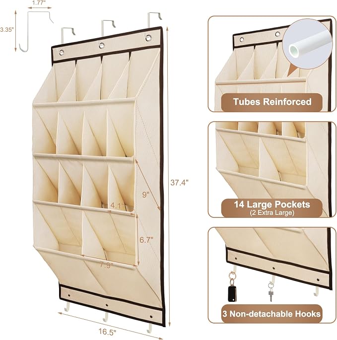 FENTEC 2 Pack Over the Door Shoe Organizer, Hanging Shoe Organizer, 28 Large - Image 2