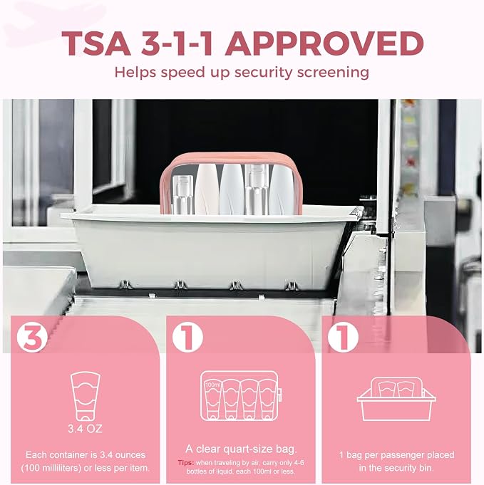 Moyad TSA Approved Clear Toiletry Bag, 1 Pack Quart Size 3-1-1 Liquids Pouch - Image 2
