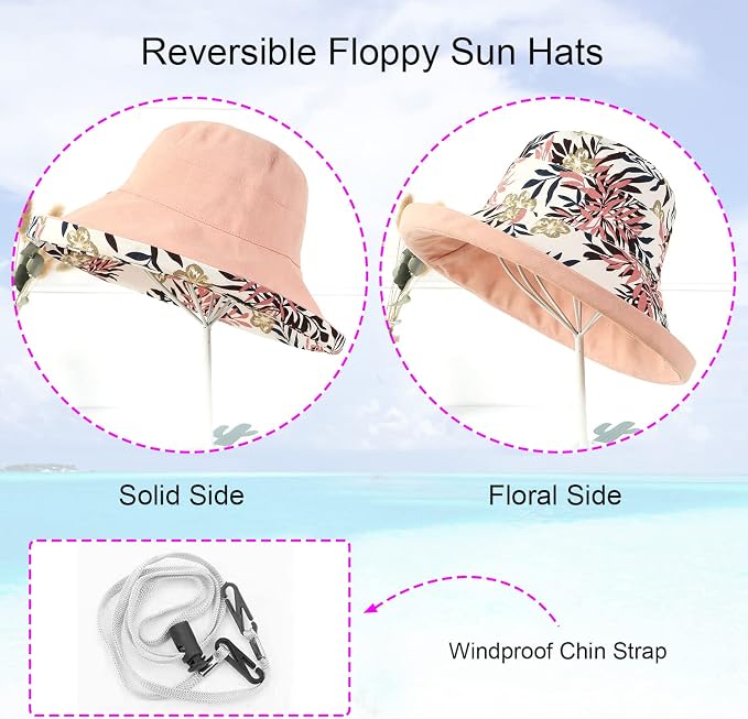 Women Wide Brim Sun Hats Metal Wired Edge Summer UV Protection Beach Fishing Hat - Image 2