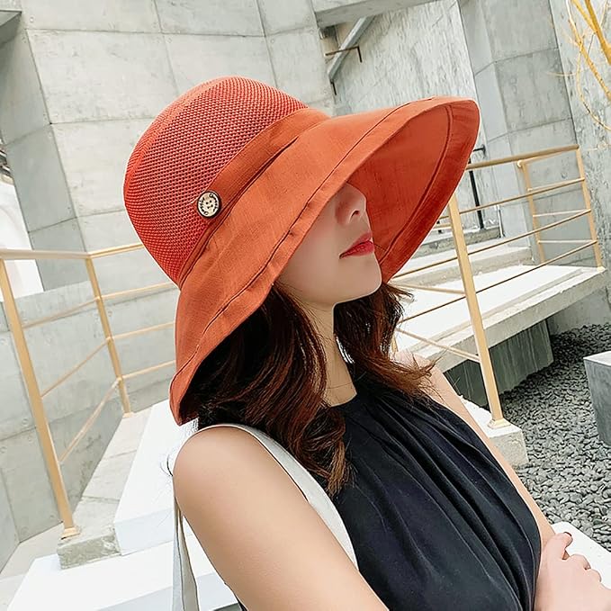 Women Wide Brim Sun Hats Metal Wired Edge Summer UV Protection Beach Fishing Hat - Image 3