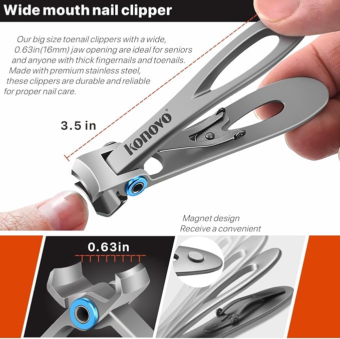Konovo Toenail Clippers for Seniors Thick Toenails, Toe Nail Clippers Adult - Image 3