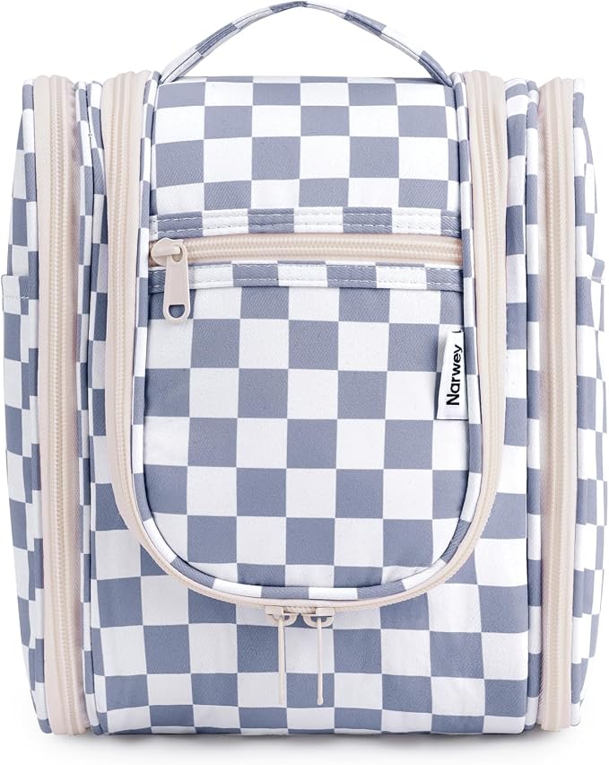 Narwey Small Checkered Hanging Travel Toiletry Bag - Image 2