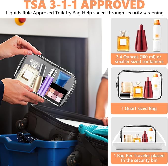 AURUZA 4 Pack Clear Toiletry Bag, Portable Travel Makeup Pouch - Image 3