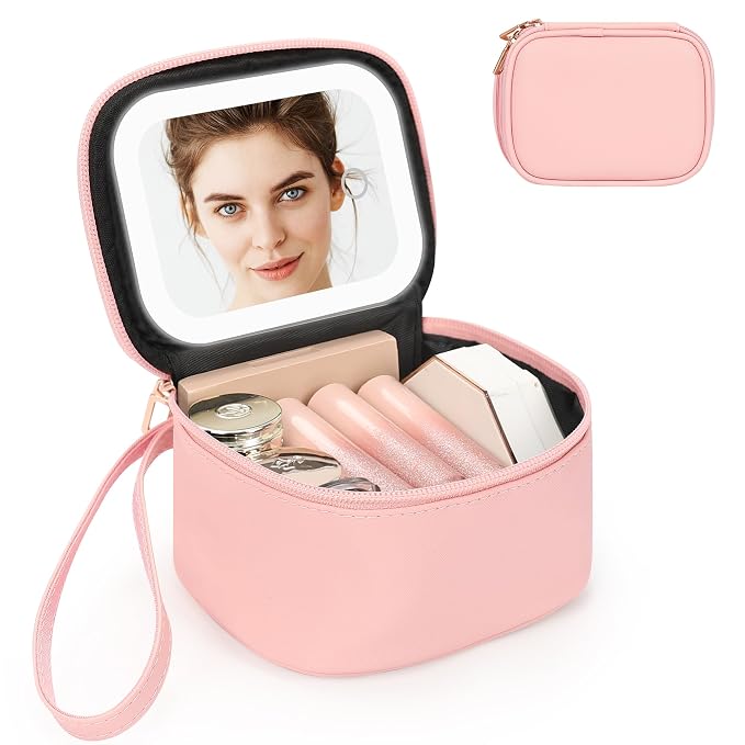 Relavel Mini Makeup Bag with Led Mirror, Small Cosmetic Bag with 3 Light Modes - Image 8