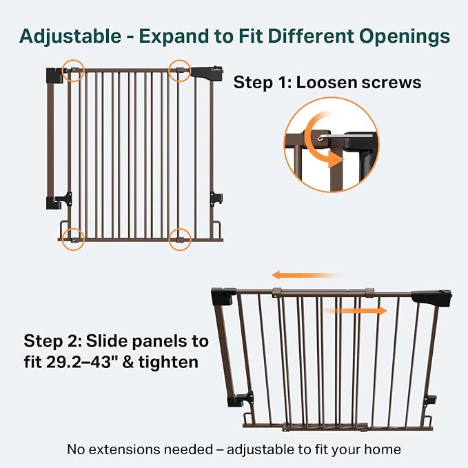 Cumbor 29.2–43" Baby Gate for Stairs, Wall-Mounted, Expandable No Bottom Bar - Image 2