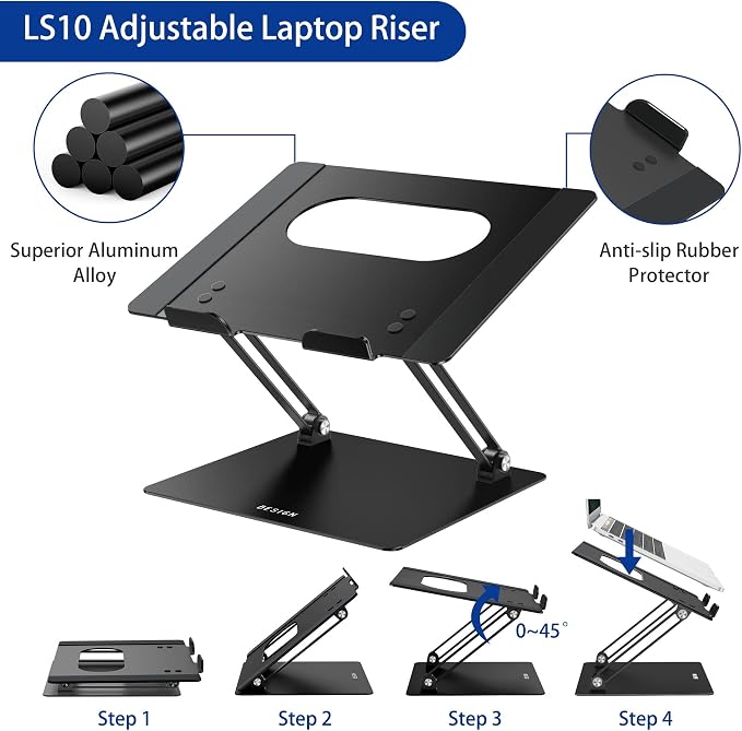 BESIGN LS10 Aluminum Laptop Stand, Ergonomic Adjustable Notebook Stand - Image 7