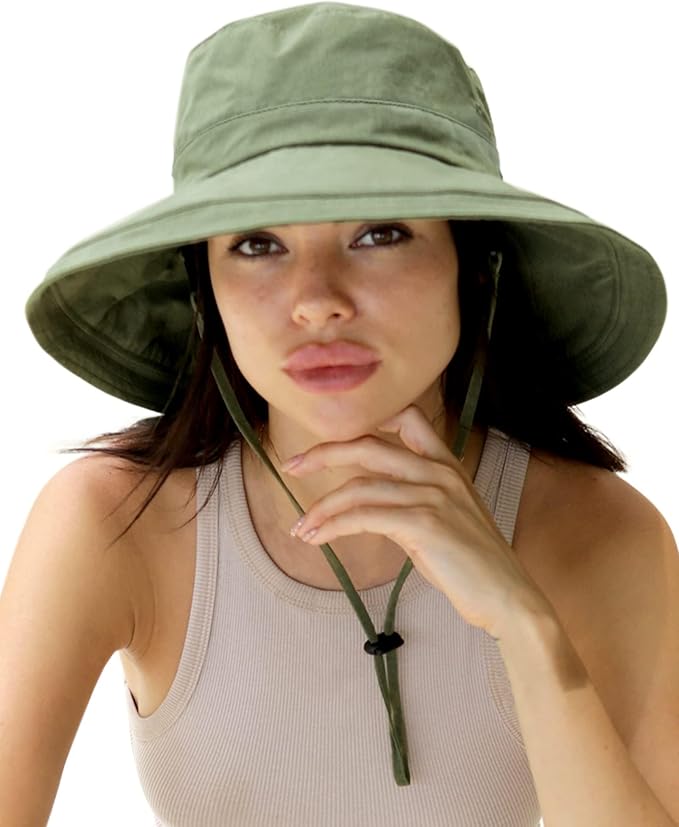 Sun Hats for Women Gardening Hat Wide Brim Ponytail Beach Sun Protection by Hatiis
