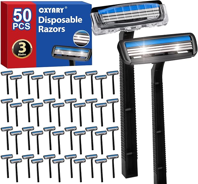 CXYARY 50 Pcs 3 Blade Disposable Razors by CXYARY