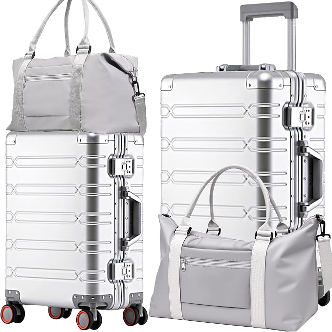 WEICHEN Set of 2 All Aluminum Magnesium 20 in Carry On and 29 in Checked Luggage by WEICHEN