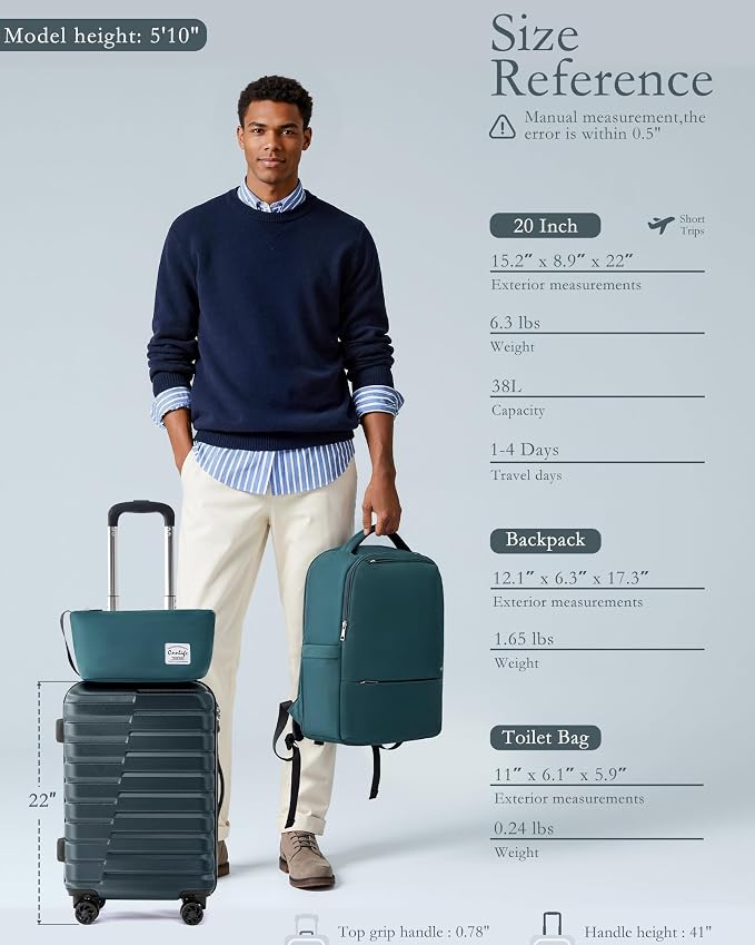 Coolife Luggage Sets 3 Piece, 20In Carry On Luggage - Image 8