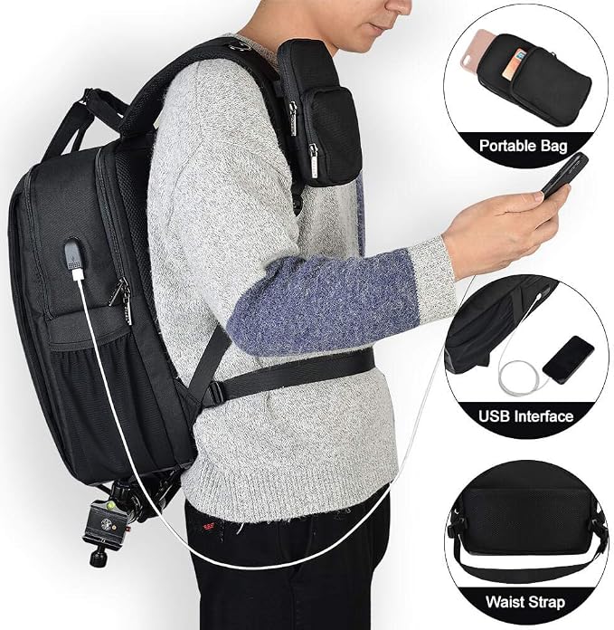 CADeN DSLR Camera Backpack Bag Waterproof Anti Theft - Image 3