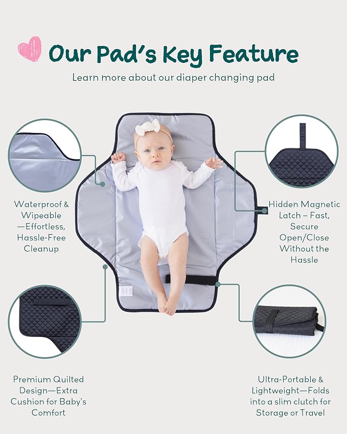 Lily Miles Baby Changing Pad Portable, Diaper Changing Mat - Image 4