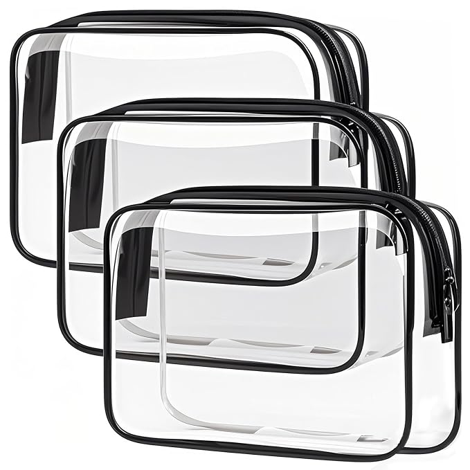 Clear Toiletry Bag, 3 Packs TSA Approved Water resistant Travel Organizer by TRODANCE