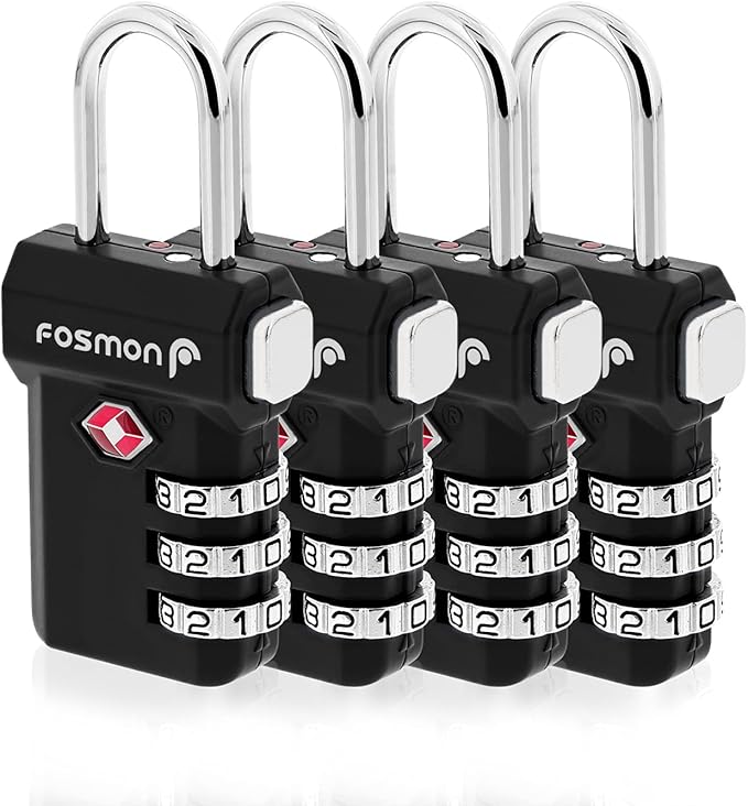 Fosmon TSA Accepted Luggage Locks, Open Alert Indicator 3 Digit Combination by Fosmon