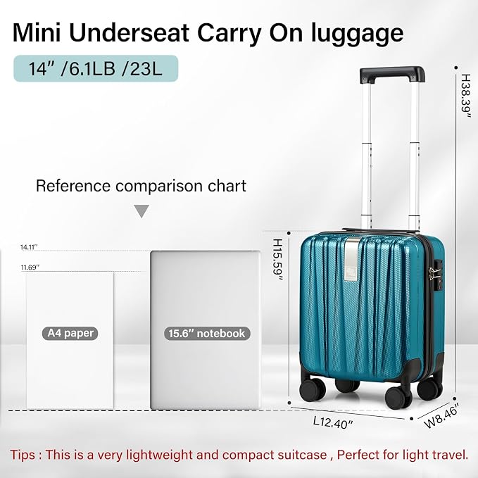 Hanke 14 Inch Underseat Carry On Luggage - Image 2