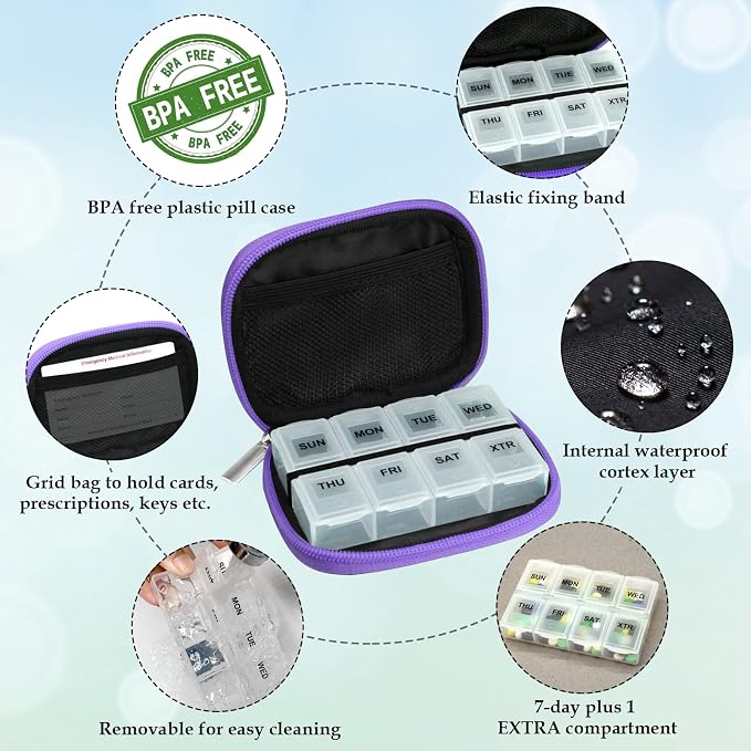 Serfeymi Weekly Travel Pill Organizer Case - Image 4