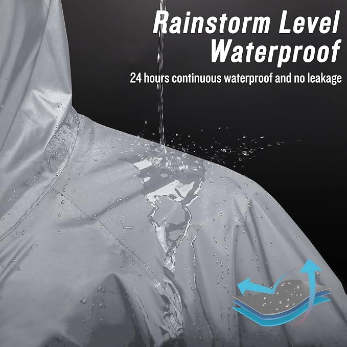 Mens Long Hooded Safety Rain Jacket Waterproof Emergency Raincoat Poncho - Image 4