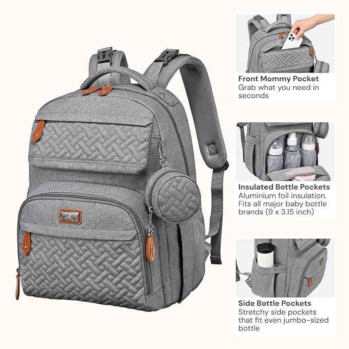 BabbleRoo Diaper Bag Backpack, Travel Backpack - Image 4