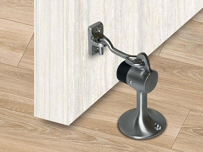 QCAA Door Stop, Solid Brass, Height 3-15/16", Satin Nickel, 1 Pack, Made in - Image 4