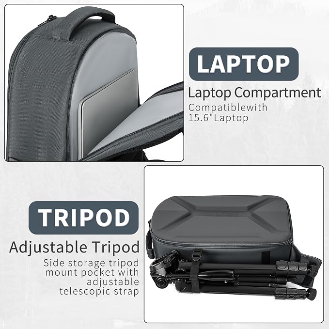 TORIBIO Camera Backpack, Hardshell DSLR Photography Camera Bag, Waterproof Hard - Image 4