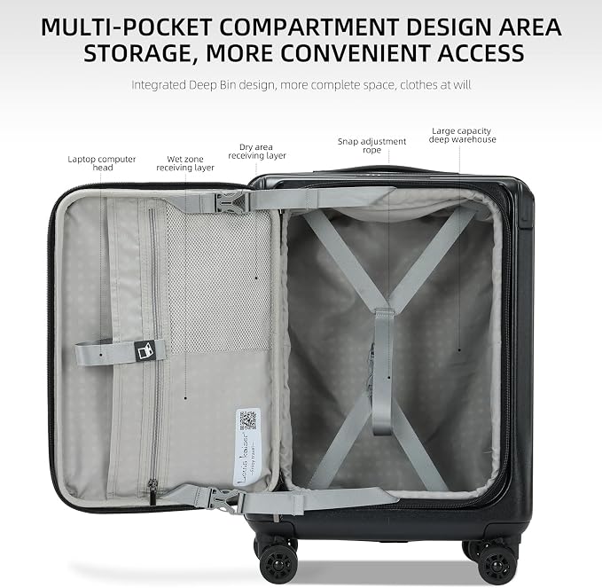 Carry On Luggage, 20 Inch Top Opening Aluminum Frame Lightweight Airline - Image 4