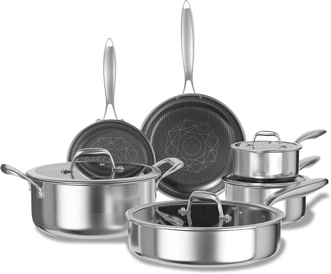 COOKER KING Stainless Steel Cookware Set, Pots and Pans Set Non Stick, Hybrid by cookerking