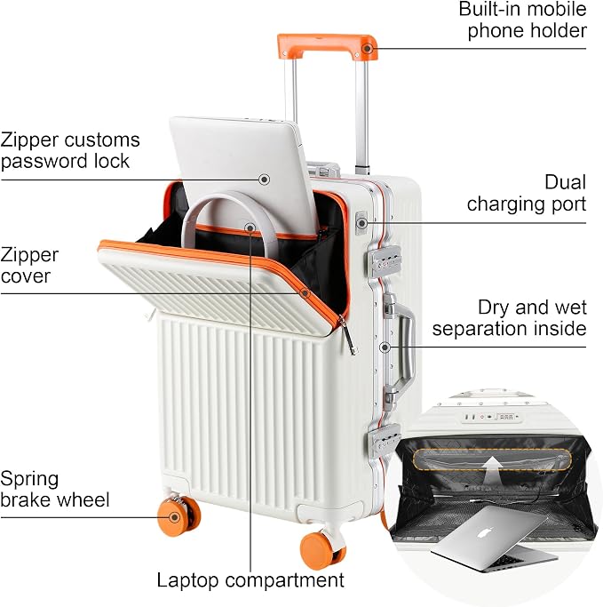 2-Piece Hardshell Zipperless Luggage Set, 20/26" Aluminum Frame Hardshell - Image 4