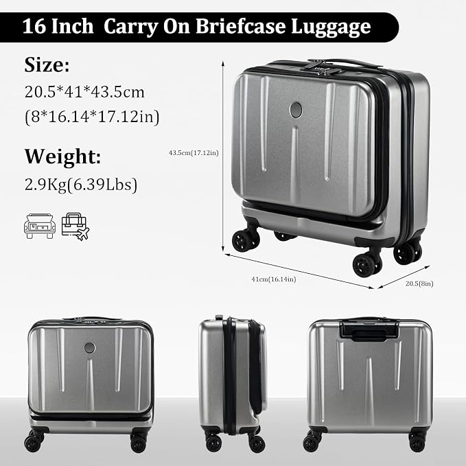 16 Inch Carry On Luggage with 2 Compartments - Image 9