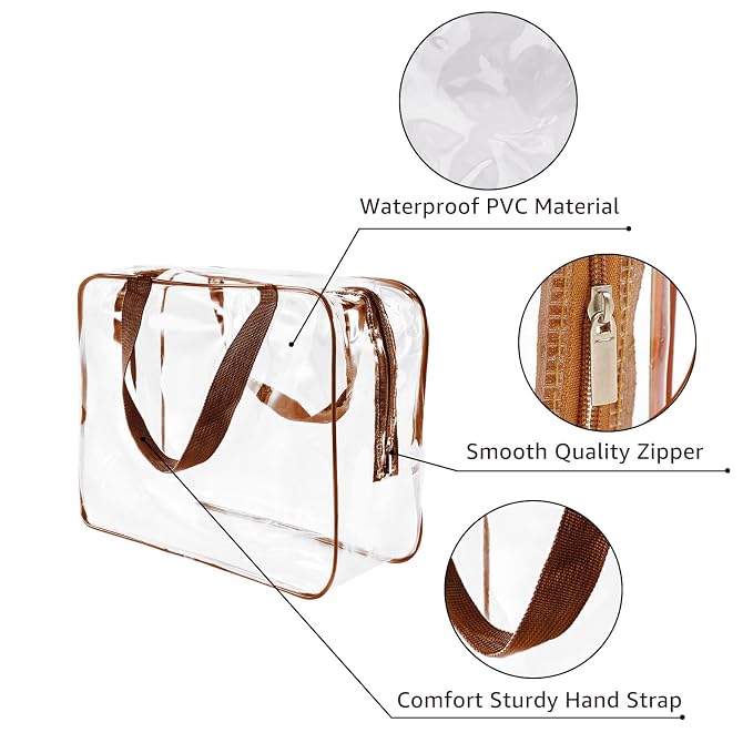 3Pcs Crystal Clear PVC Travel Toiletry Bag Kit - Image 6
