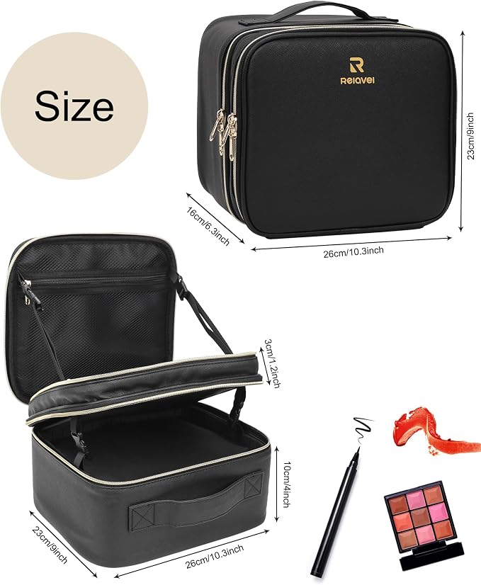 Relavel Makeup Bag with LED Mirror, Travel Makeup Case with Rechargeable - Image 6