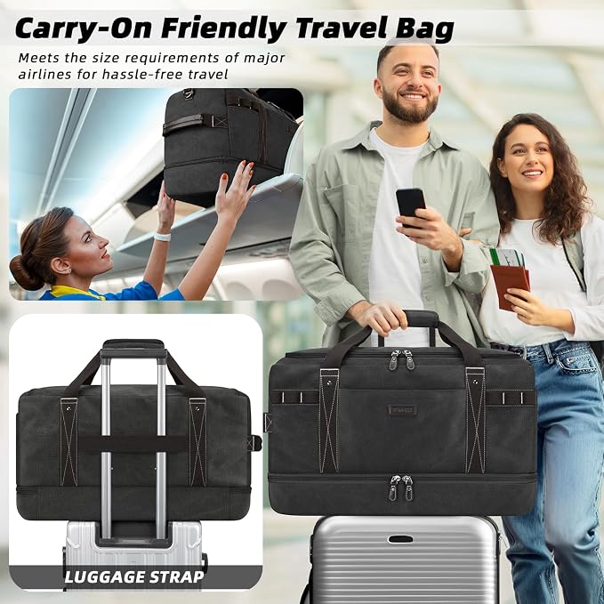 ZOMFELT Travel Duffle Bag for Men, Waterproof Canvas Overnight Duffel Bag - Image 4