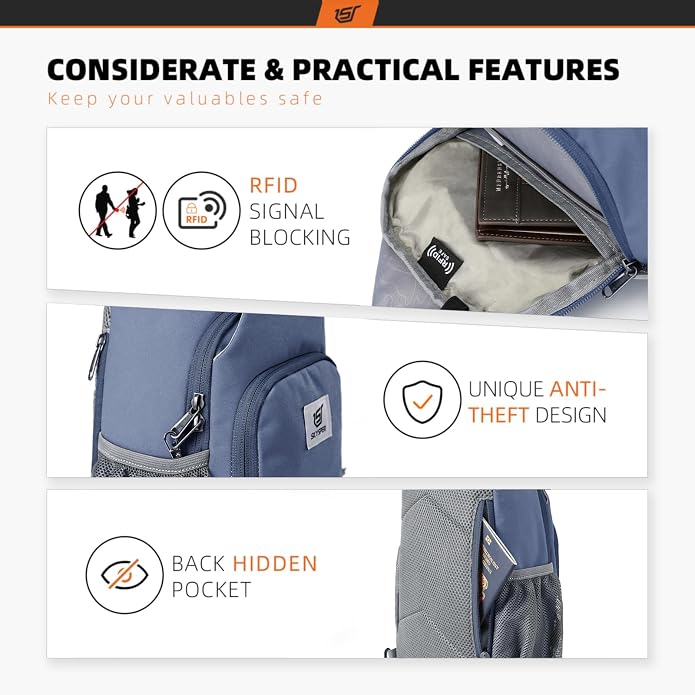 SKYSPER Sling Bag RFID Crossbody Sling Backpack Cross Body Shoulder Bag Travel - Image 3